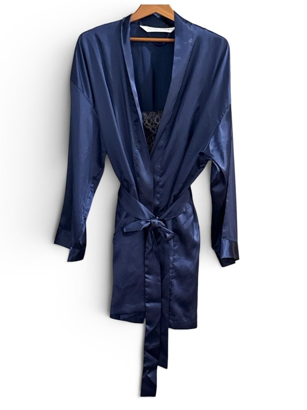 Vintage Victoria’s Secret Robe & Matching Nightgown NWT Navy Blue Size Small Y2K